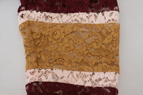 Dolce & Gabbana Multicolor Lace V-neck Pullover Sweater
